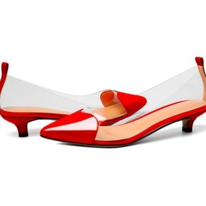 Womens Kitten Heel Transparent Pumps